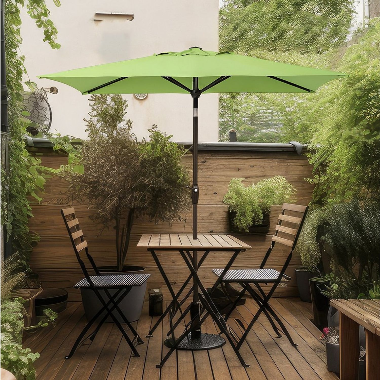 Sekey Sonnenschirm mit Kurbel und UV50+, knickbar, Aluminium apfelgrün, 210 x 140 cm Bild 1