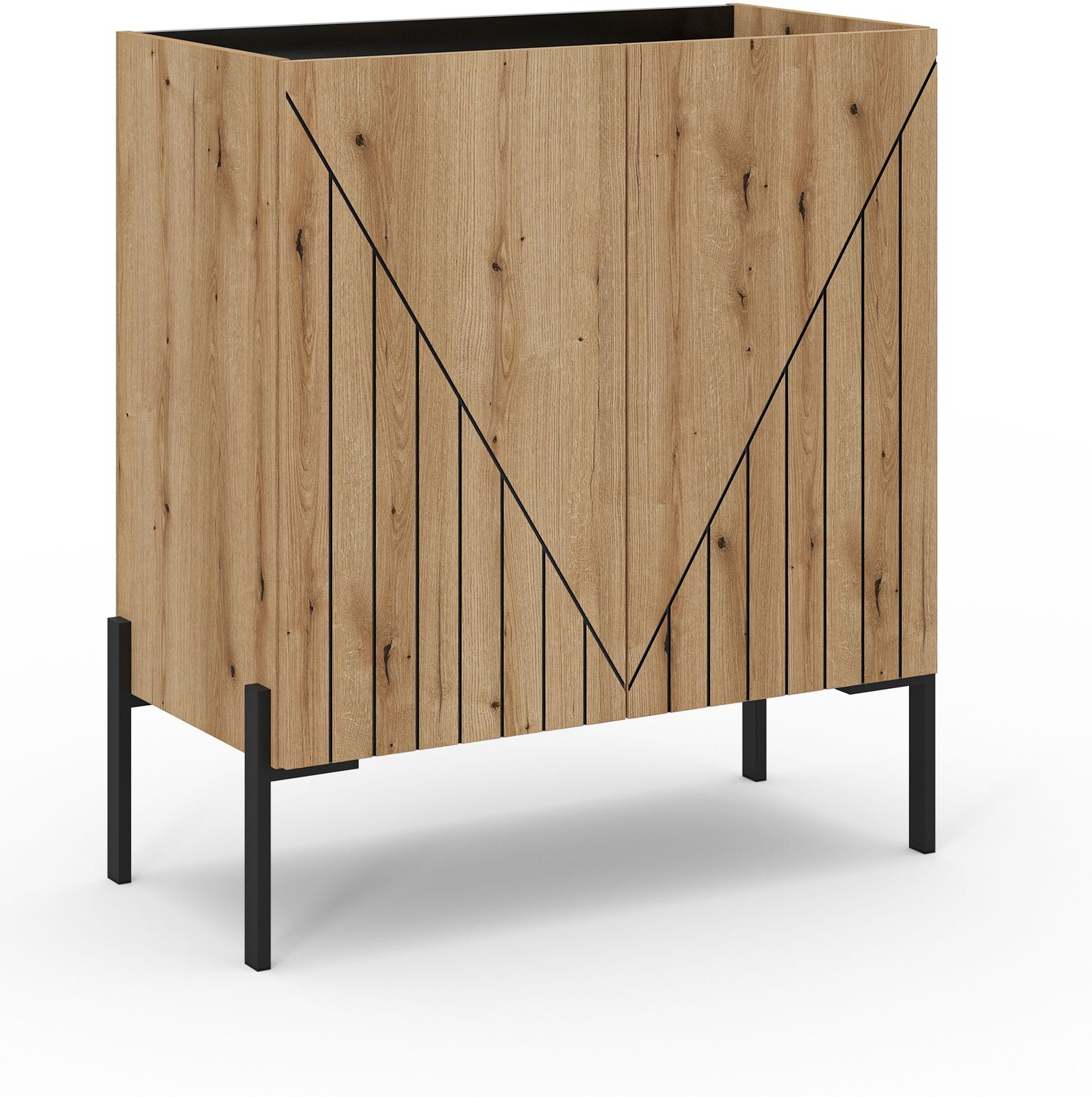 Kommode B/H/T: 80x91x40 cm in Evoke Oak Nachbildung und schwarz Bild 1