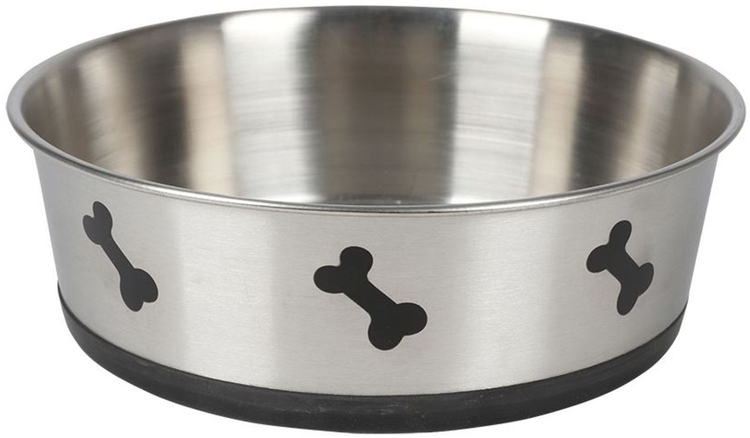 Buri Fressnapf 2 Liter rutschfest, Edelstahl silber, 24x8 cm Bild 1