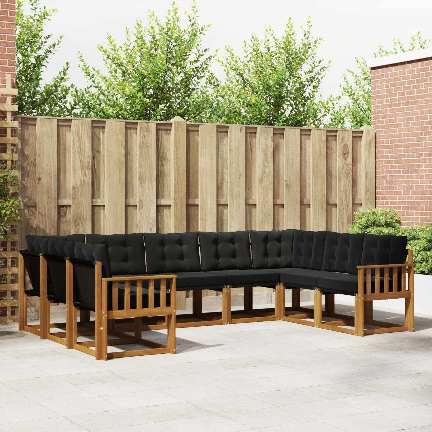 vidaXL Outdoor-Sofagarnitur mit Kissen 9 pcs Natürlich und Schwarz 3369047 Bild 1