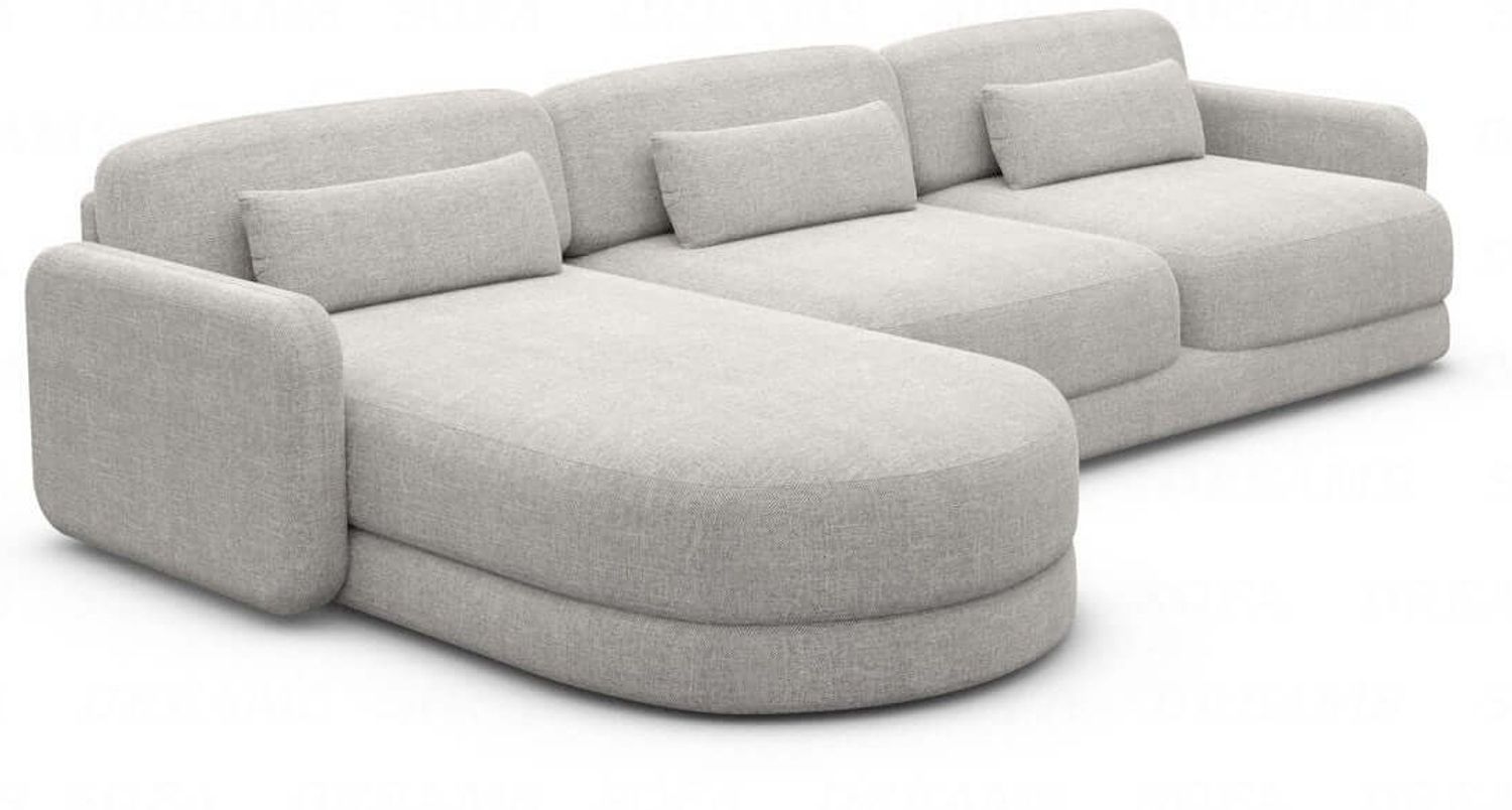 Ecksofa Valencia L Form aus Samtstoff Kurz - Strukturstoff - hellgrau - Links Bild 1