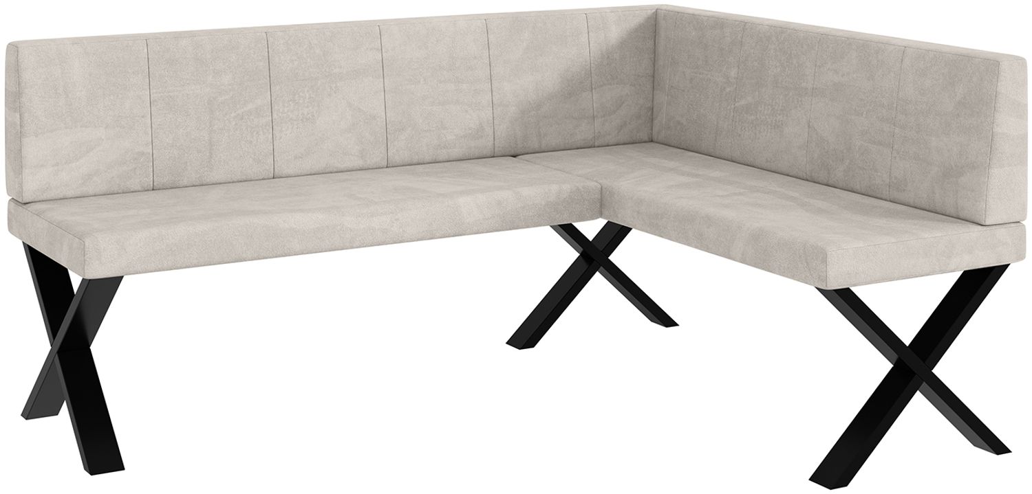 MEBLINI Eckbank für Esszimmer - Küchenbank - Essecke - Sitzecke Küche - PETER - X-Beine 128x168x87cm Rechts - Beige Samt Bild 1