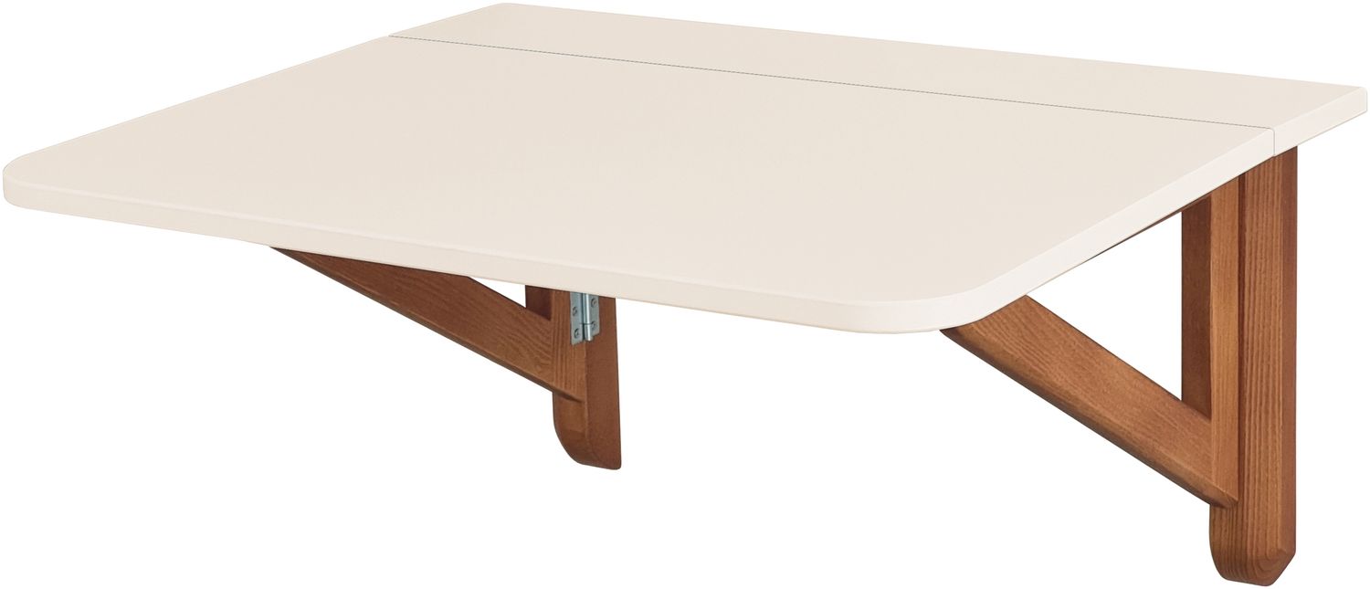 Ragaba Wandklapptisch, MDF & Eiche gebeiztes Eschenholz, 60x70 cm, Perl Weiß Bild 1