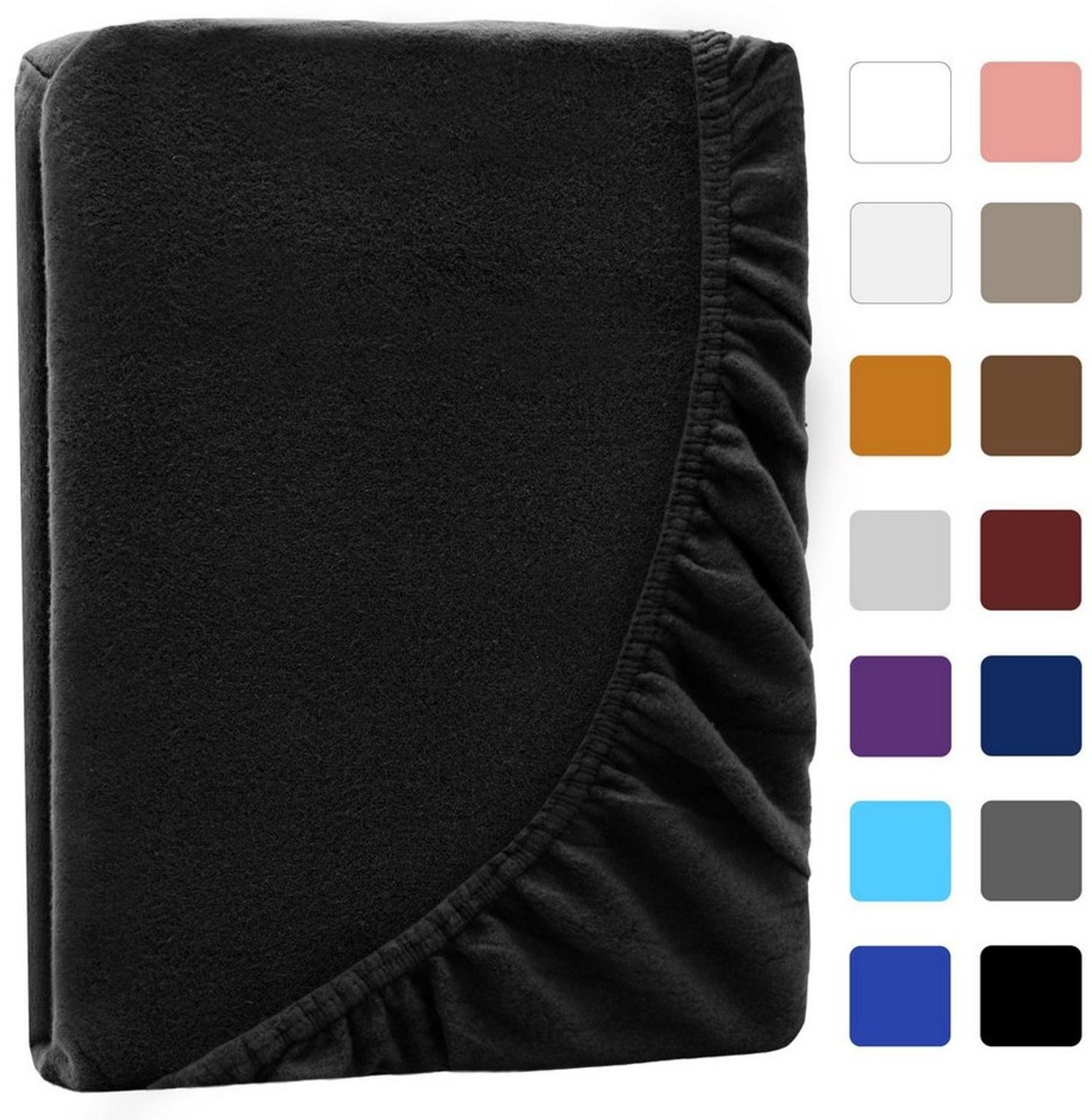 NatureMark Spannbettlaken Winter Thermo Fleece Spannbetttuch, 80% Baumwolle und 20% Polyester, Gummizug: rundum, (1 Stück), 120 x 200 cm - Schwarz Bild 1