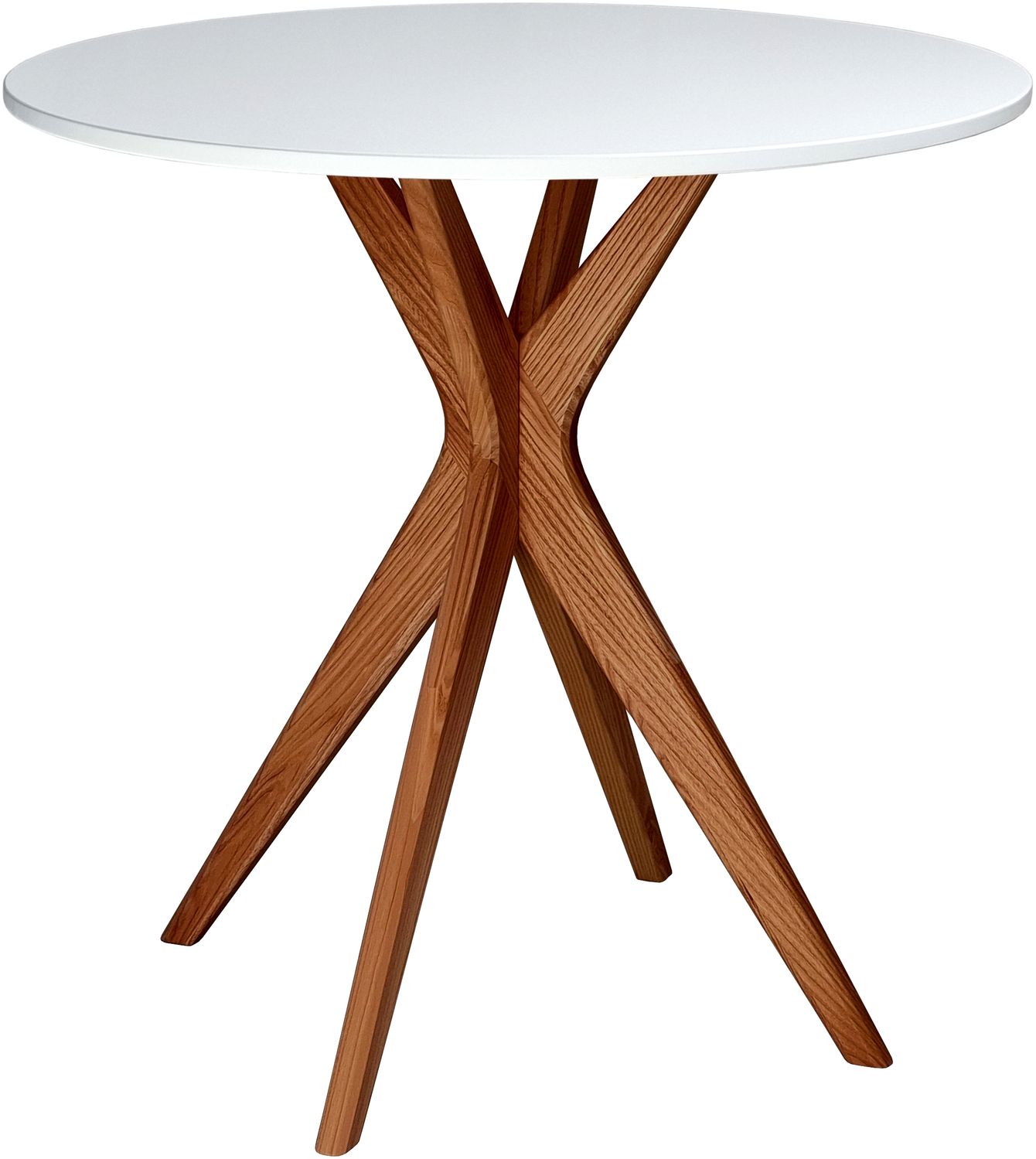 Ragaba runder Esstisch, MDF / Beine aus Massivem Eschenholz in Eiche, Weiß, Ø 70 cm Bild 1