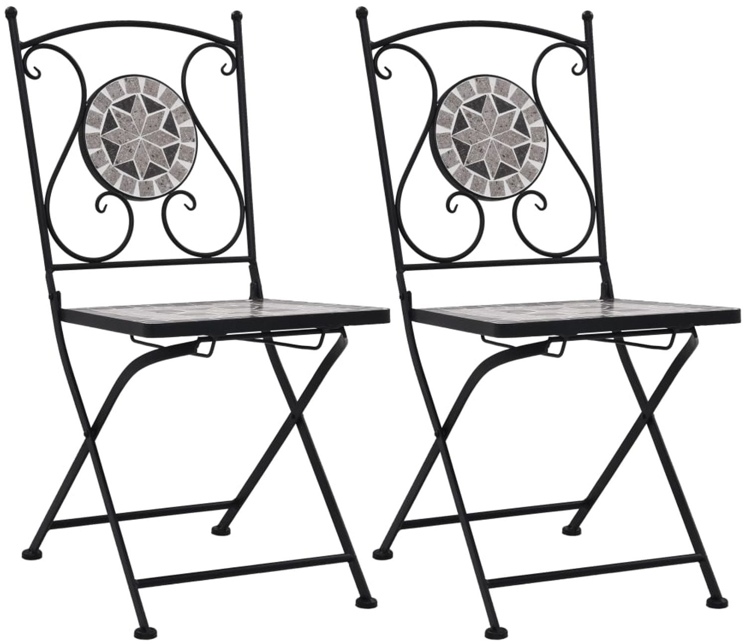 vidaXL Mosaik-Bistrostühle 2 Stk. Grau 46716 Bild 1