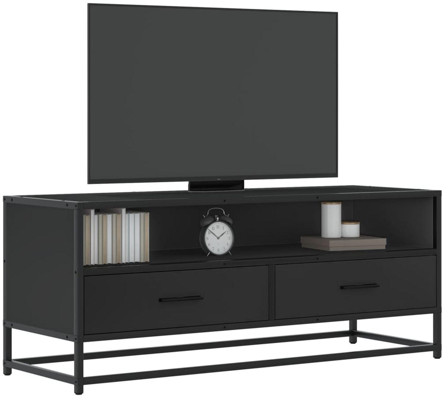 vidaXL TV-Schrank Schwarz 100x34,5x40 cm Holzwerkstoff und Metall 848814 Bild 1
