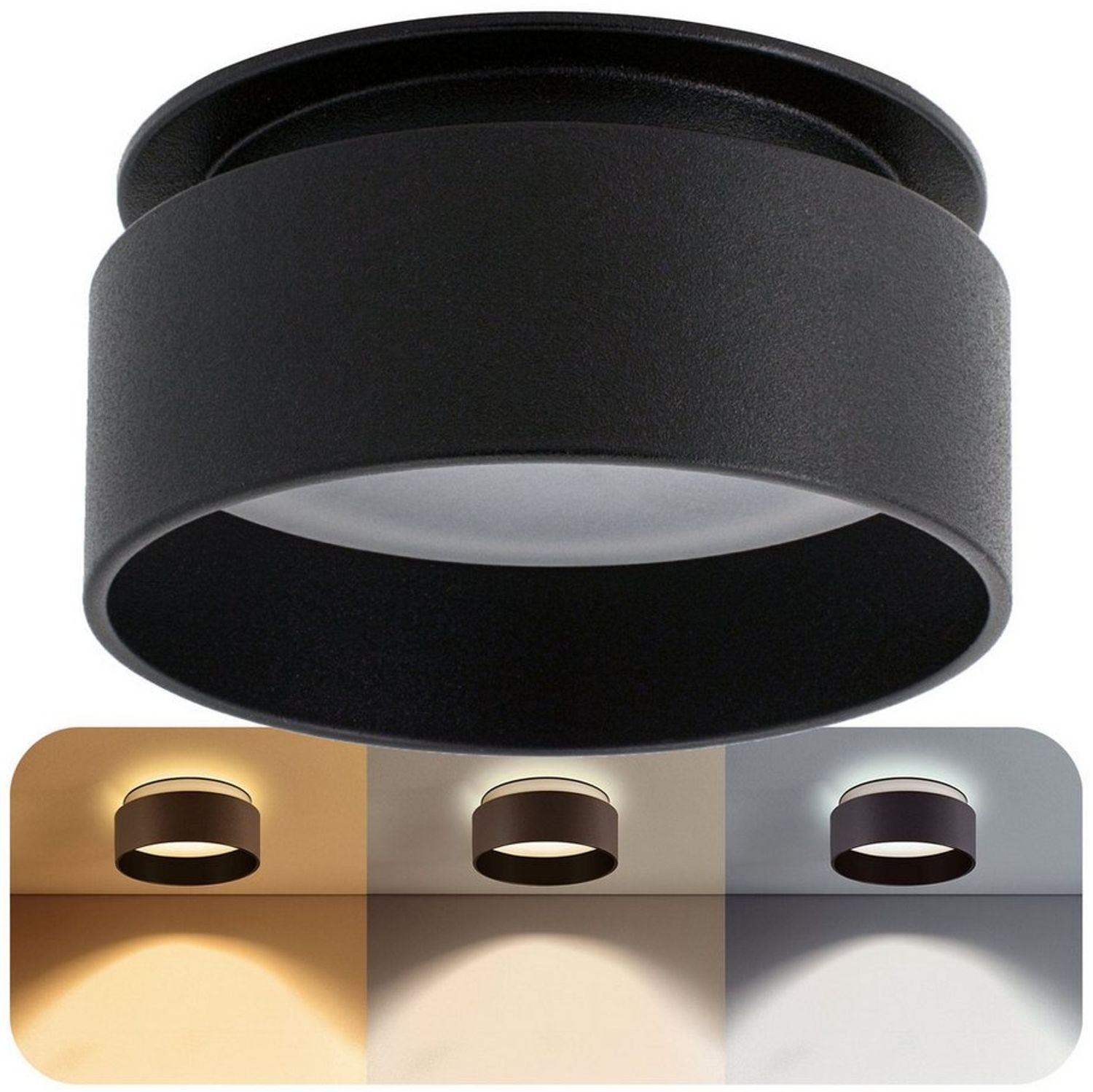 SSC-LUXon LED Aufbaustrahler Design LED Einbauleuchte Sudara schwarz rund indirektes Licht, Tageslichtweiß, Warmweiß, Neutralweiß Bild 1