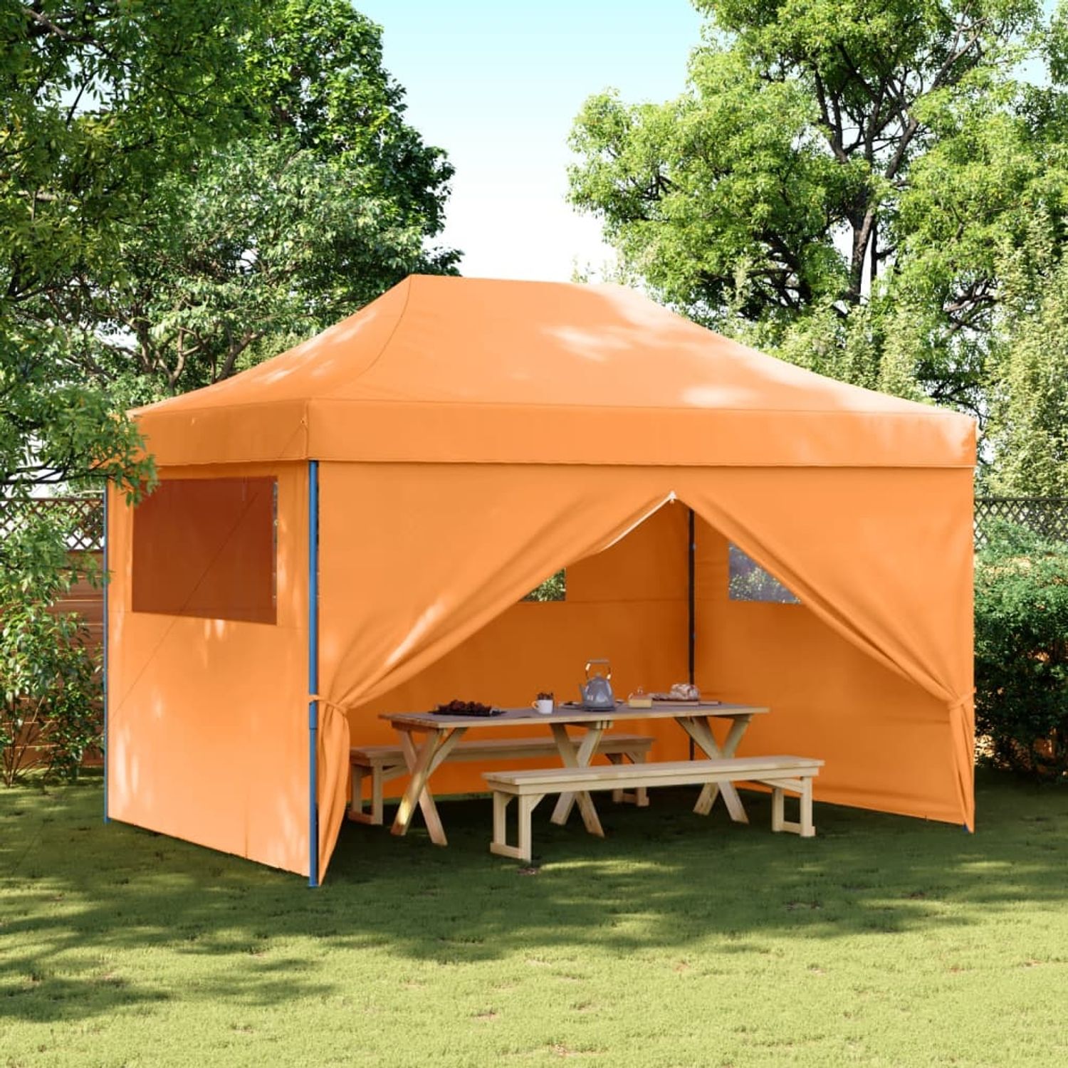 vidaXL Pop-Up Partyzelt, faltbar, Stahl / PE, orange, mit 4 Seitenteilen, 315 x 410 x 279 cm Bild 1