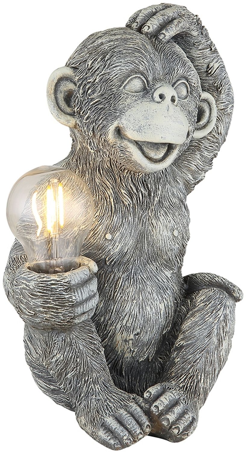 LED Solarleuchte, Affe mit Glühbirne, grau, H 27,5 cm Bild 1