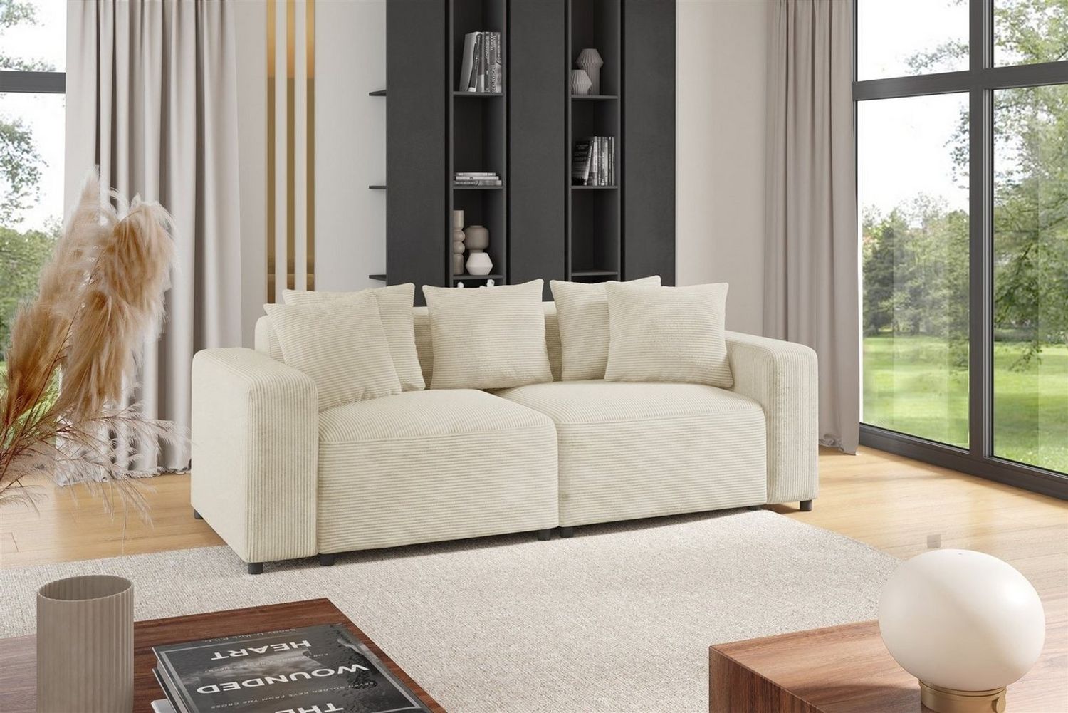 Sofa Designersofa MEGAN 2-Sitzer in Stoff Poso Creme Bild 1