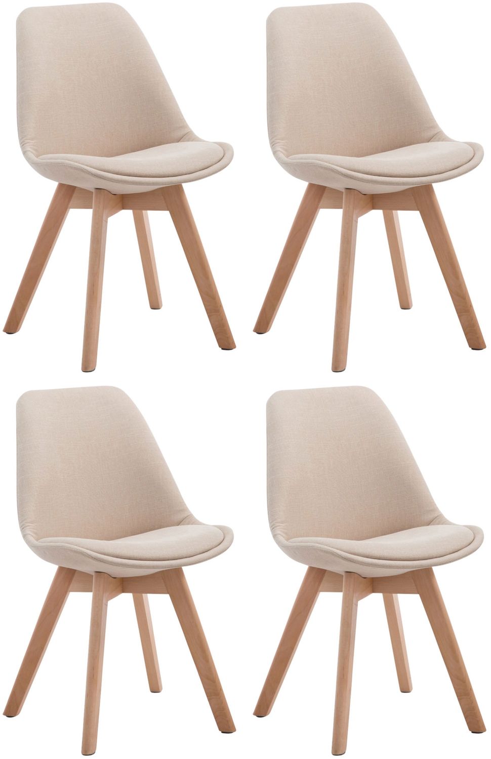 CLP 4er Set Besucherstühle Borneo V2 Stoff mit Polsterung,creme natura Bild 1