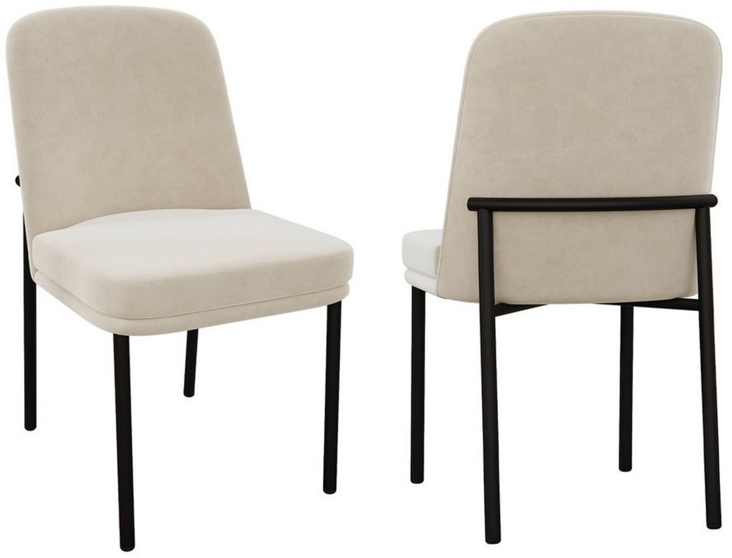 Flieks Esszimmerstuhl (Set, 2 St), 2er Set Polsterstühle Küchenstuhl Samt Beige, schwarze Metallbeine Bild 1