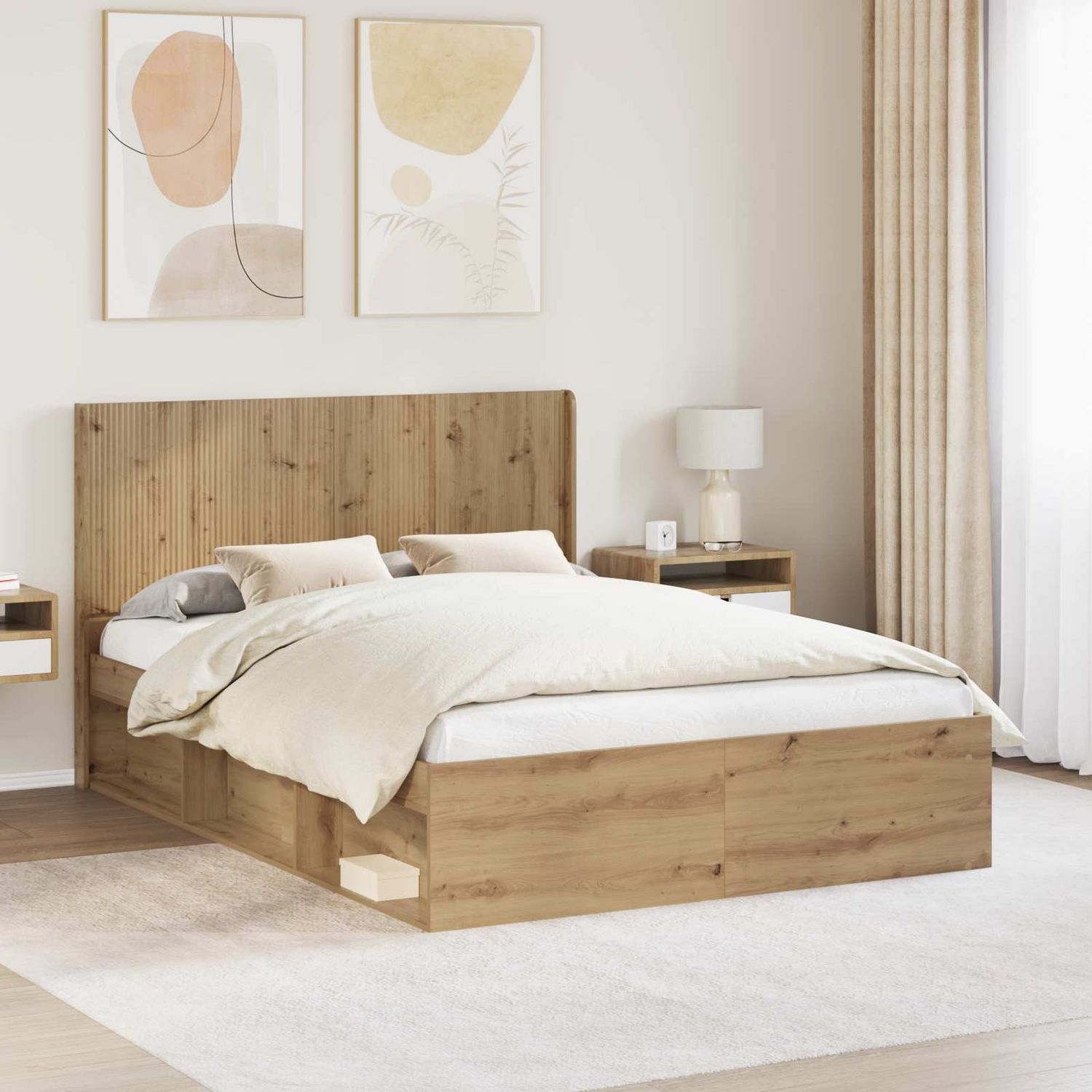 vidaXL Bettgestell mit Stauraum und Kopfteil 2 Stk. Holzwerkstoff 3413860 Bild 1