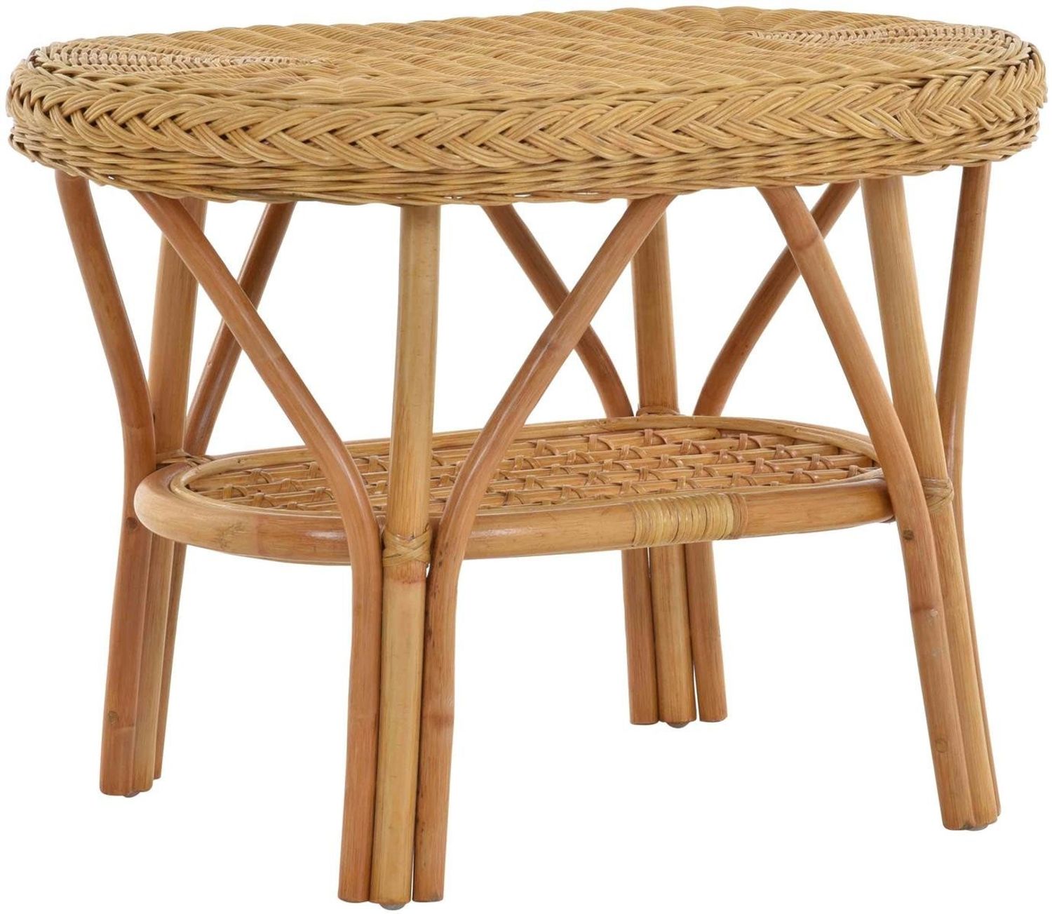 Krines Home Beistelltisch Rattan-Tisch/Ovaler Beistelltisch/Couchtisch Rattantisch Ablage Oval, Oval Bild 1
