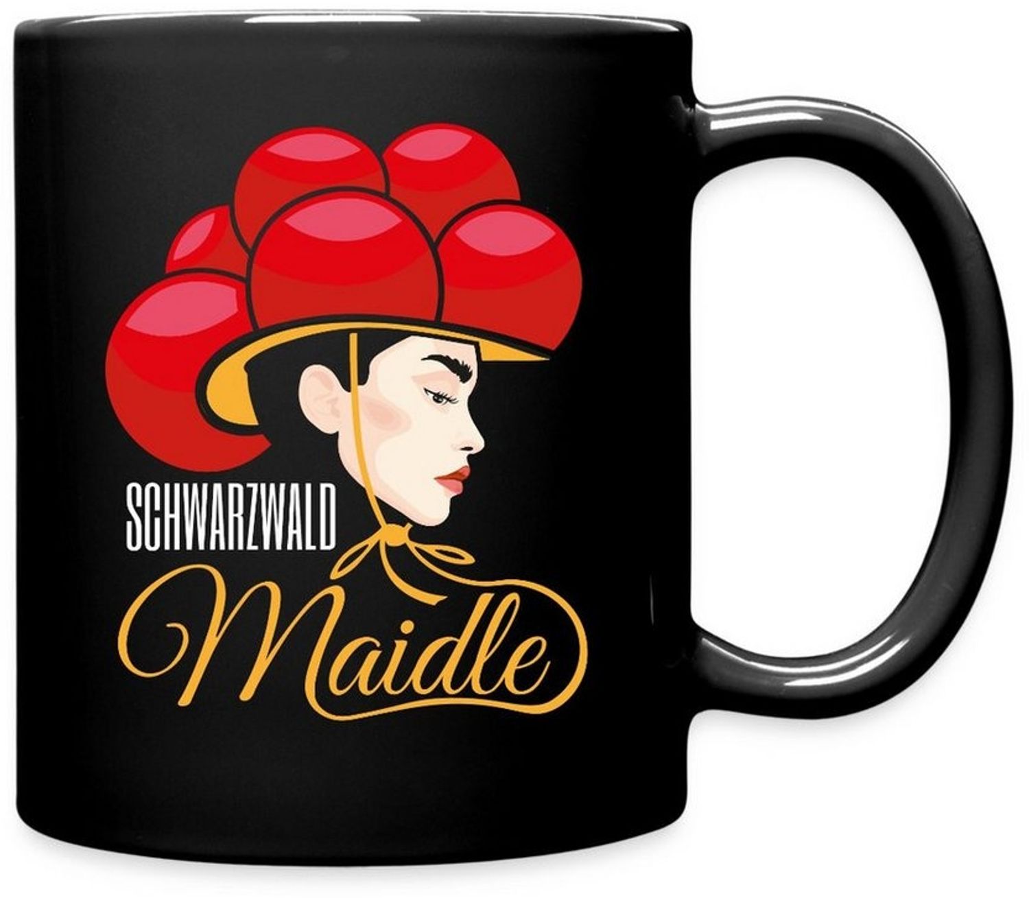 Spreadshirt Tasse Schwarzwald Maidle Bollenhut Ledig Tasse Einfarbig, Keramik Bild 1