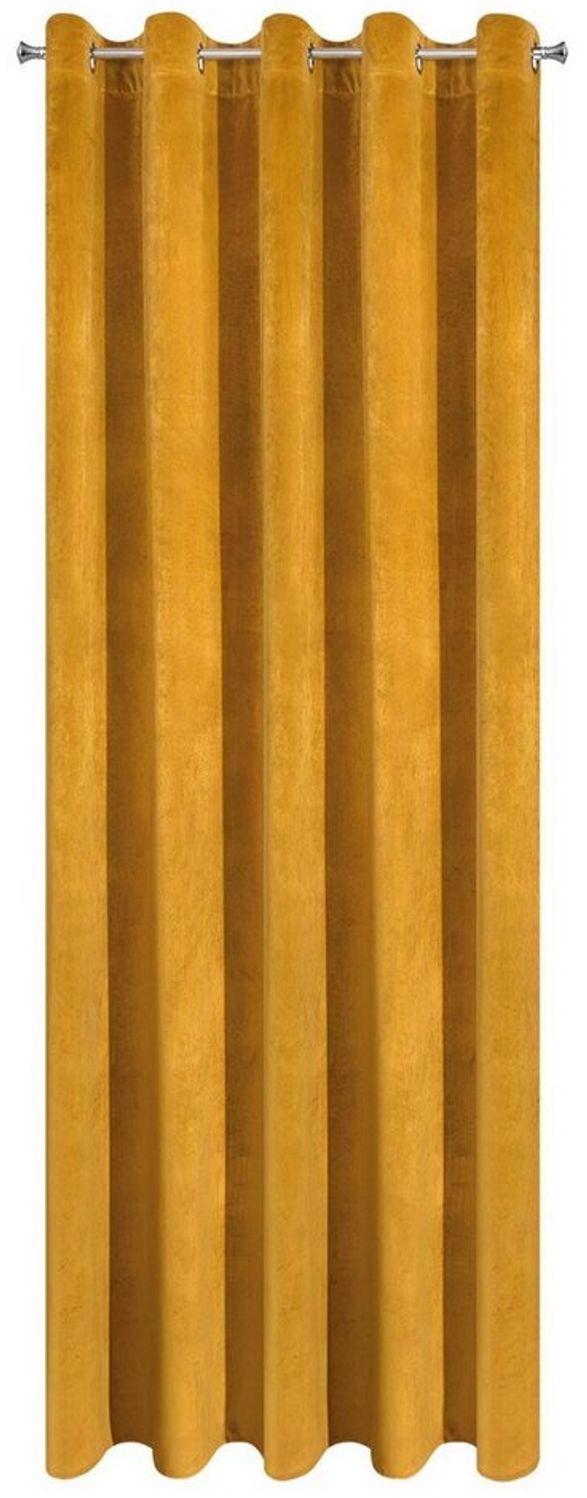 Eurofirany 'VILLA' Vorhang, Samtvorhänge, Velours Blickdicht, Senfgelb, 10 ÖSEN, H250 x B140 cm (1er Pack) Bild 1