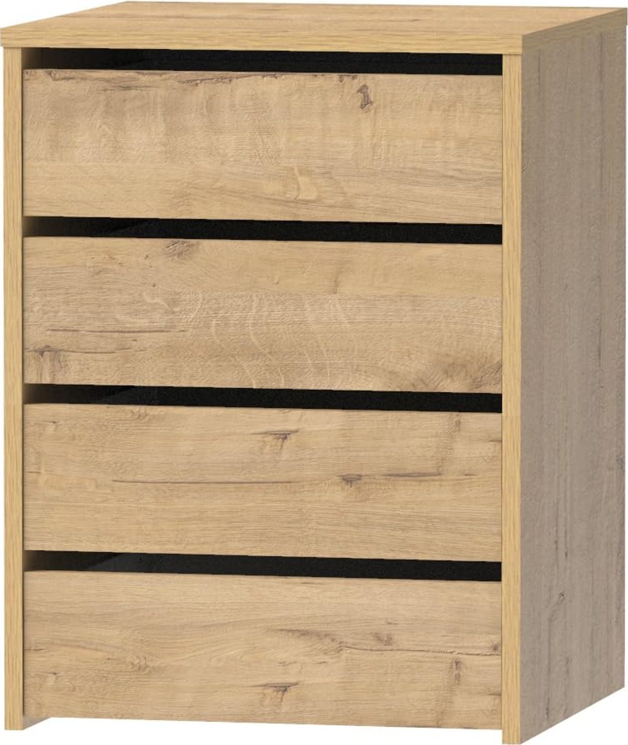 MUEBLES PITARCH Kommode mit 4 Schubladen, Kommode für Schlafzimmer, Büro, Innenschrank, Cambrian-Eiche, 63,5 x 46 x 45 cm (H x B x T) Bild 1