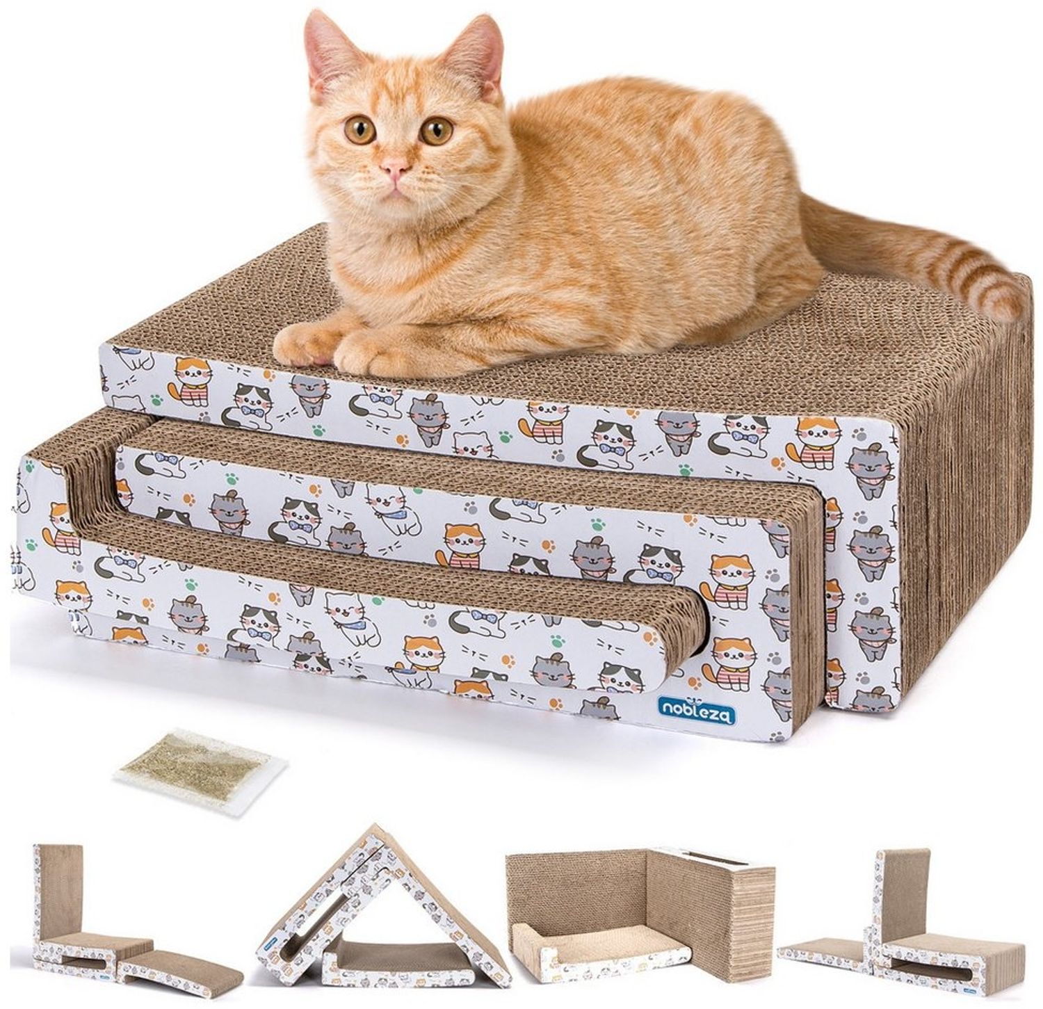 nobleza Kratzpappe Katze Kratzbrett Kratzpappe für Katzen 3 in 1 mit Katzenminze Bild 1