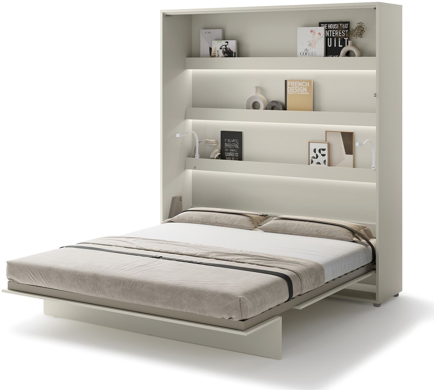 MEBLINI Schrankbett Bed Concept - BC-13 - 180x200cm Vertikal - Kaschmir - Wandbett mit Lattenrost - Klappbett mit Schrank - Wandklappbett - Murphy Bed - Bettschrank Bild 1