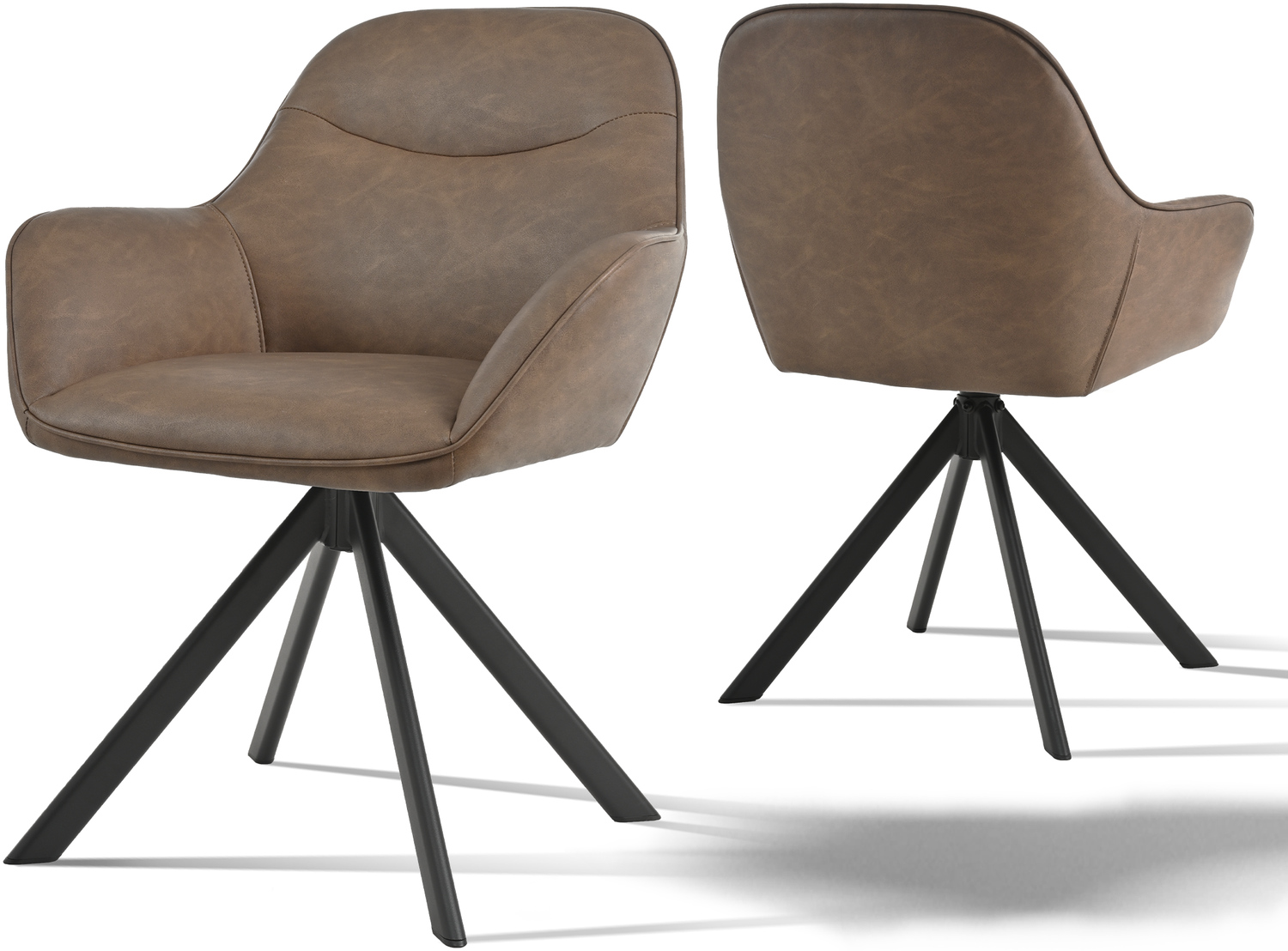 GOEURVANT 1370 Esszimmerstühle 2er-Set, 360° Drehbar, Kunstleder - Dunkelbraun Bild 1