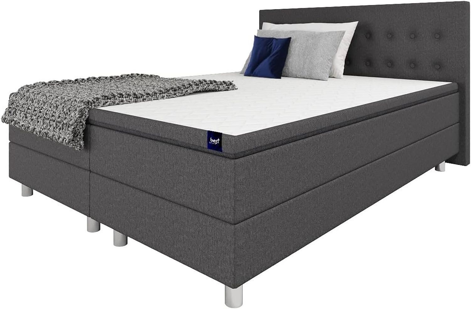 Best for Home Boxspringbett Neo Sawana Boxspringbett – Bonellfederkernmatratze & 7 cm Topper (90x200 120x200 140x200 160x200 180x200 200x200), Lieferung bis in die Wohnung, TOP Preis-Leistungs-Verhältnis Bild 1