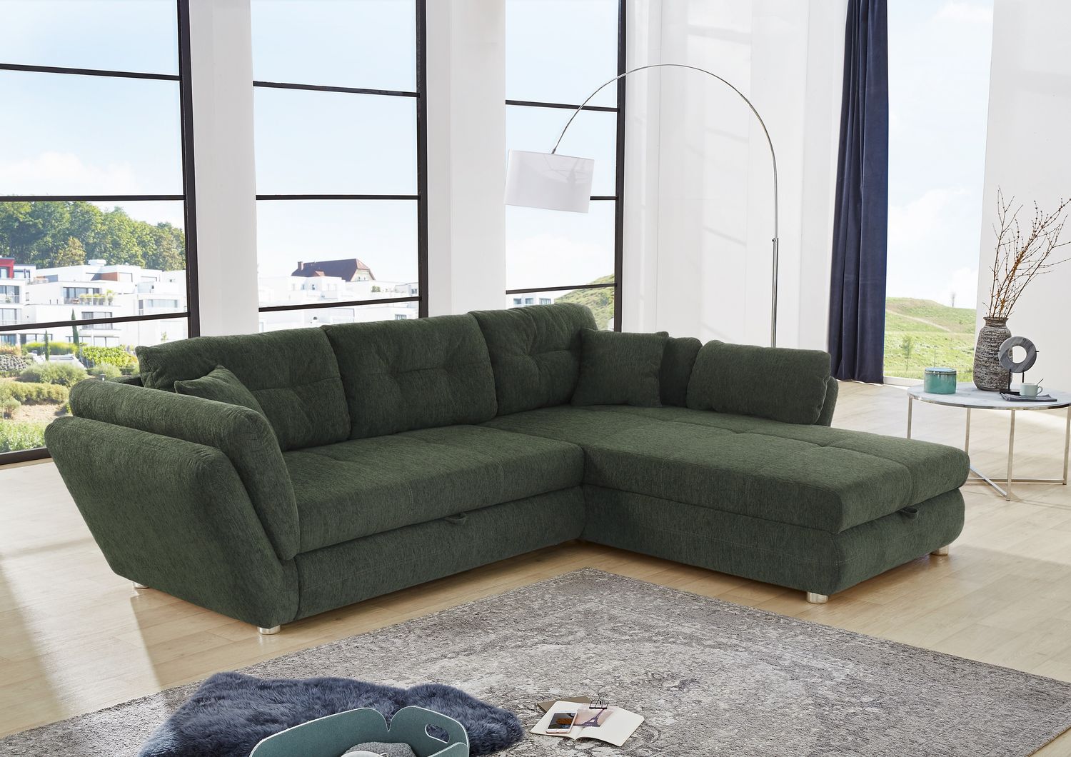 Job 'Jengen KPL' Wohnlandschaft, Chenille dunkelgrün Bild 1