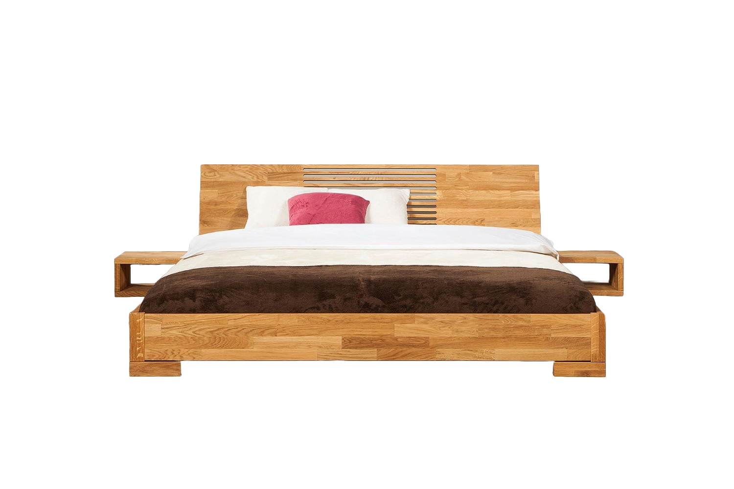 Bett Bento 11 Sonderlänge 200x210 Wildeiche massiv Holzkopfteil und Holzbeine Bild 1