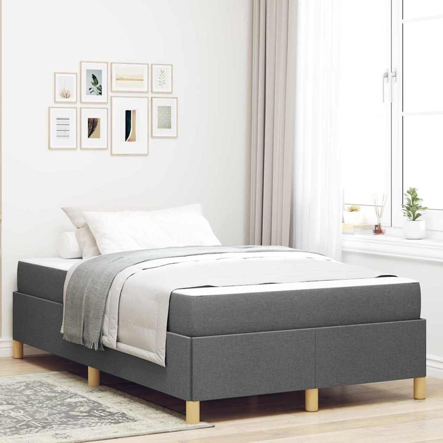 vidaXL Bettrahmen mit Matratze Dunkelgrau 120 x 190 cm Stoff 3398921 Bild 1