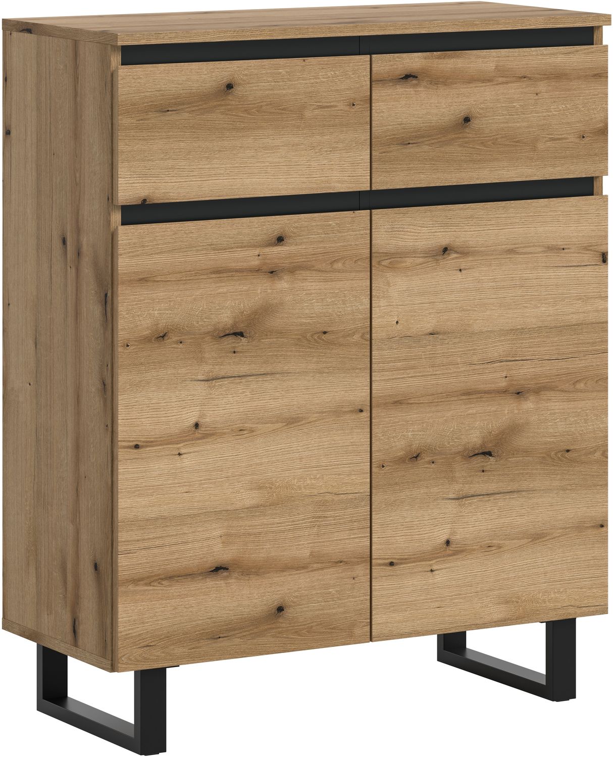 Kommode B/H/T: 80x99x36 cm in Evoke Oak Nachbildung und schwarz Bild 1
