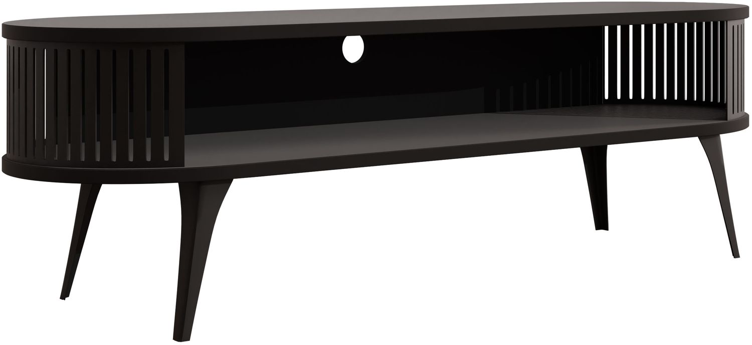 TV-Lowboard Rajkon Oval (Farbe: Schwarz / Schwarz Molet) Bild 1