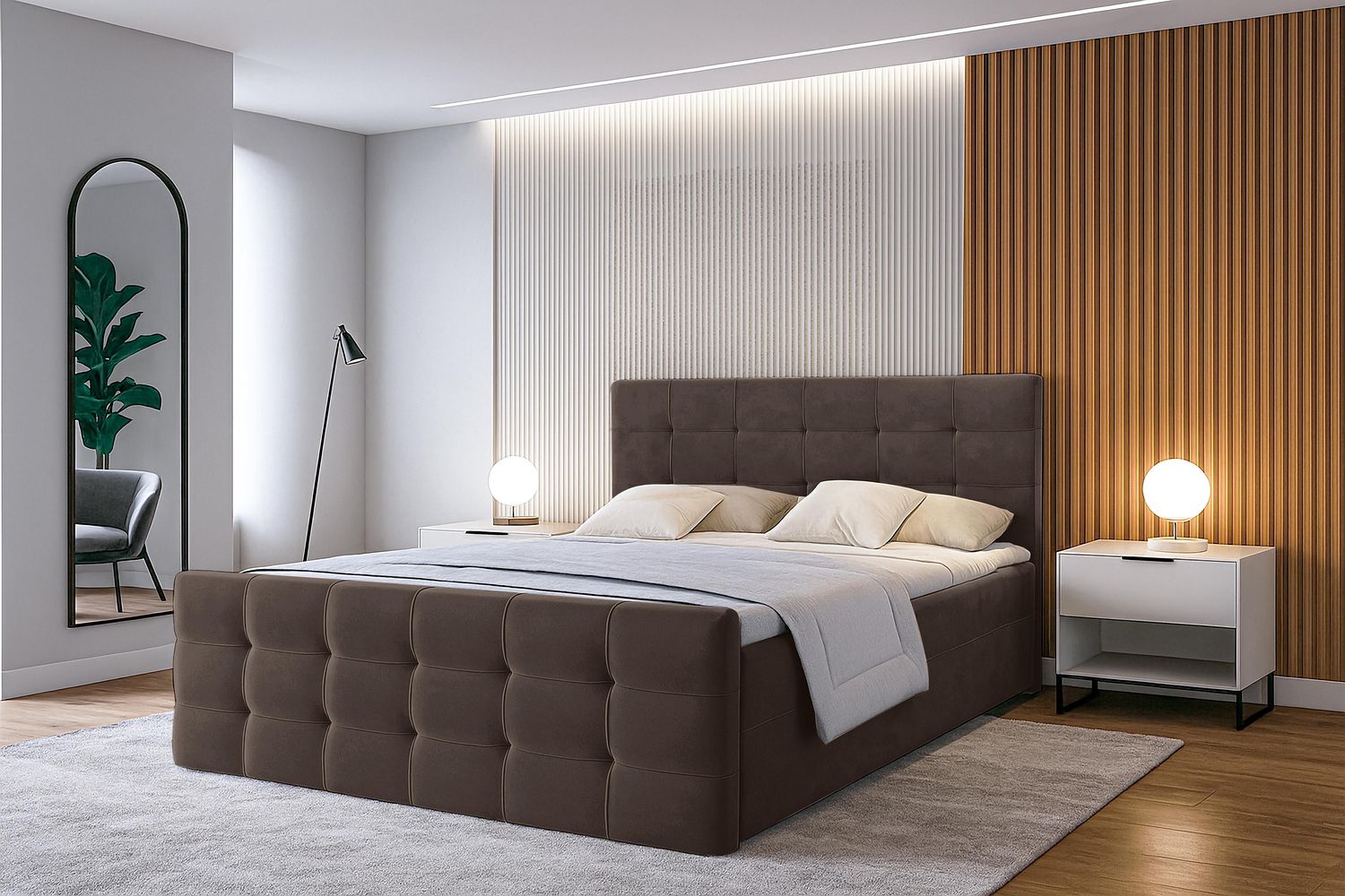 AX LIVING Bett mit Bettkasten 160x200 cm Argentaro Boxspringbett braun Bild 1