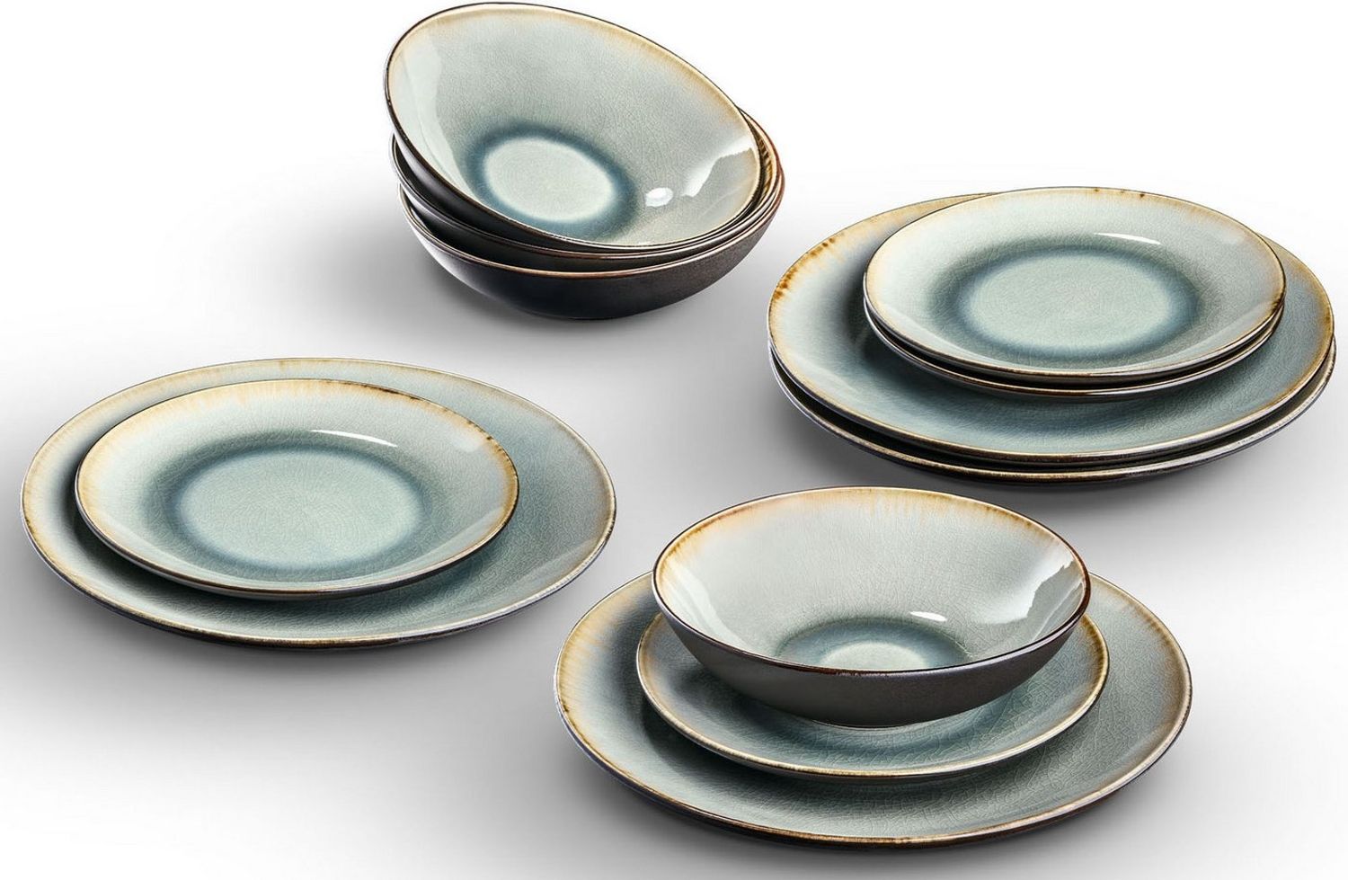 OTTO home Tafelservice Leelani (12-tlg), 4 Personen, Steinzeug, Teller Set, Geschirr-Set in trendiger Naturoptik Bild 1