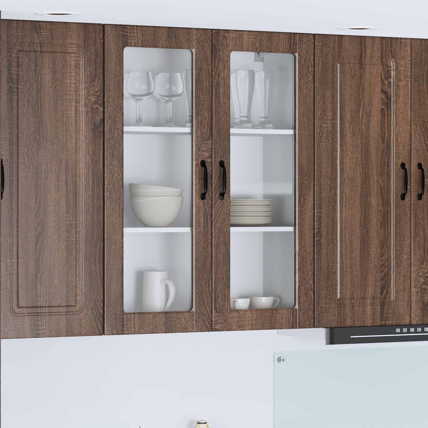 vidaXL Wandglas-Schrank PORTO Braun Eichen-Optik 80 x 31 x 100 cm 885512 Bild 1