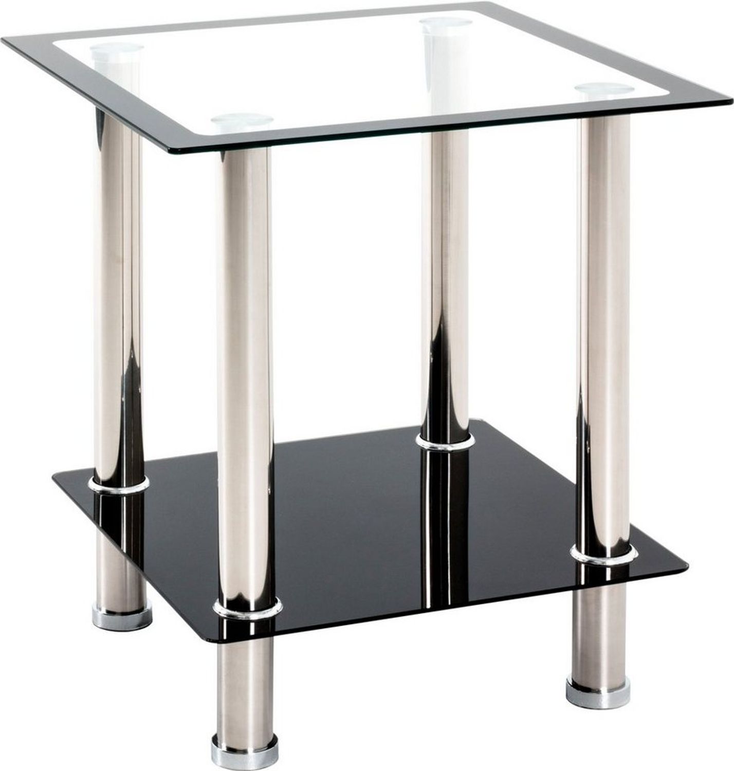Beistelltisch Couchtisch Edelstahl Glas schwarz 40x40x46cm Bild 1