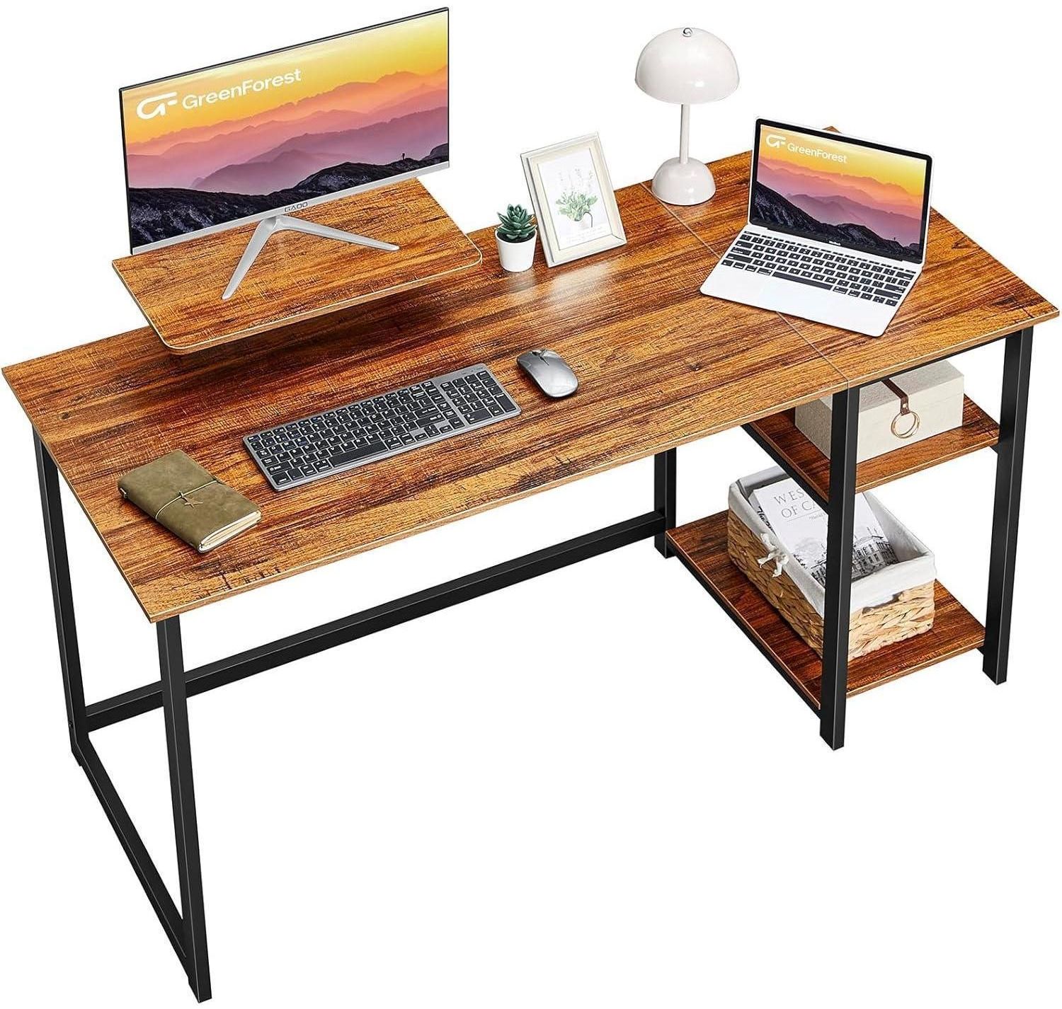 Schreibtisch 140cm Walnuss Büro Computertisch mit Stauraum Bild 1