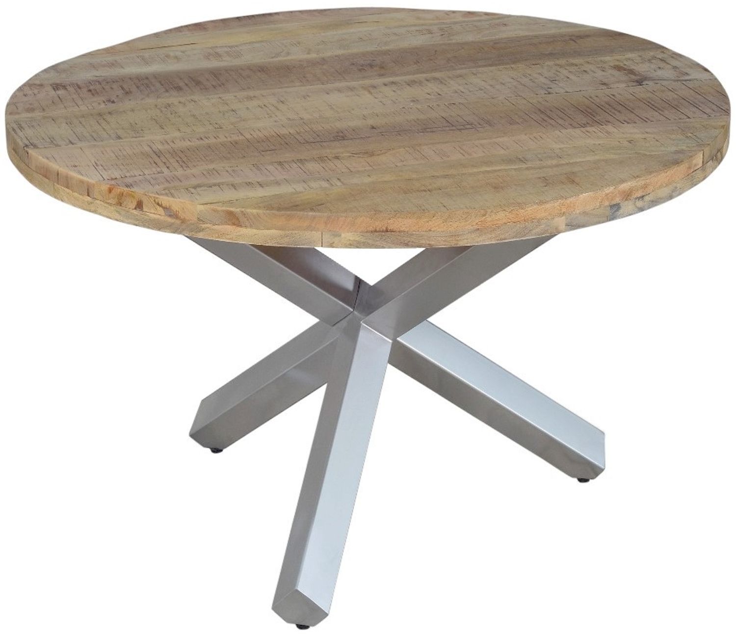 Esszimmertisch rund 120 cm Mangoholz Natur Silber RUNIS 76588913 Bild 1
