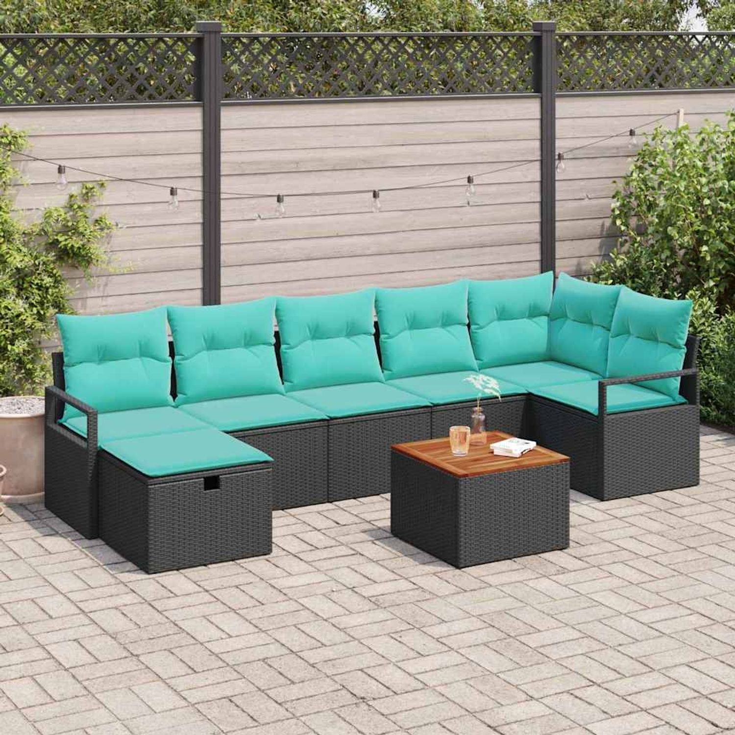 vidaXL Gartensofa-set mit Kissen 8 pcs Schwarz Poly-Rattan 3359550 Bild 1
