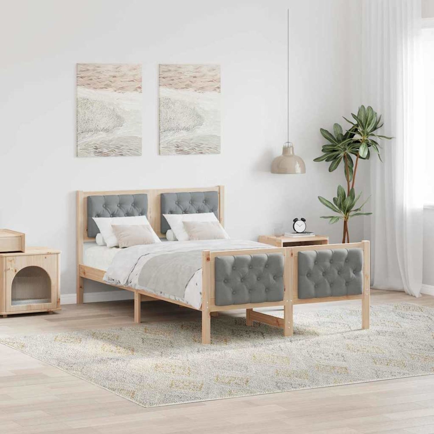 vidaXL Bettrahmen Hellgrau 120 x 200 cm Massives Kiefernholz 878399 Bild 1