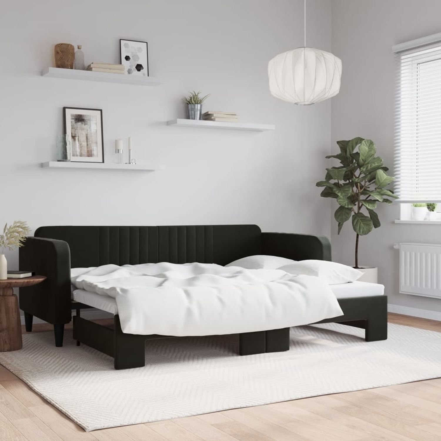 vidaXL Tagesbett Ausziehbar Schwarz 80x200 cm Samt 3197060 Bild 1