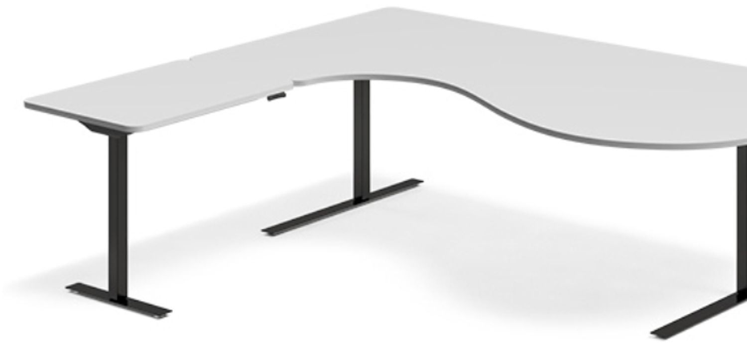 Höhenverstellbarer Tisch DNA lichtgrau 2000x1800 mm links 3 Beine/Alugrau Bild 1