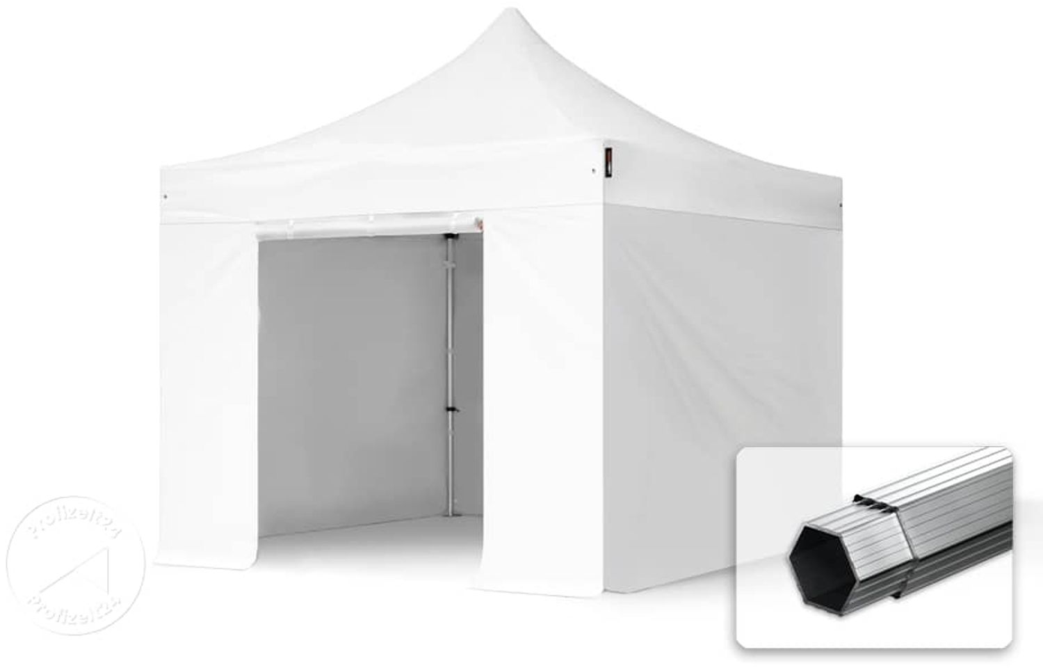 3x3 m Faltpavillon, PROFESSIONAL Alu 40mm, feuersicher, Seitenteile ohne Fenster, weiß Bild 1