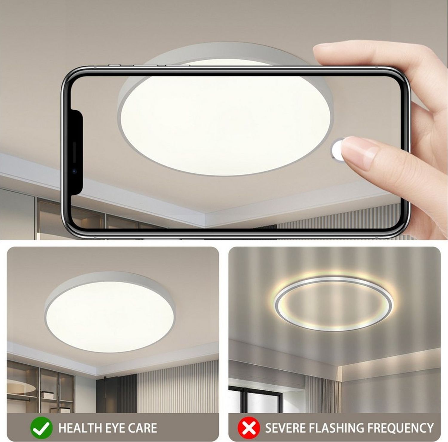 style home LED Deckenleuchte Metall Deckenlampe 12W/24W/36W/48W/96W, Runde/Quadratisch, LED fest integriert, Warmweiß 3000K ohne Fernbedienung, 36W, Ø40*4cm, Runde Lampe für Wohnzimmer Schlafzimmer Küche,Weiß Bild 1