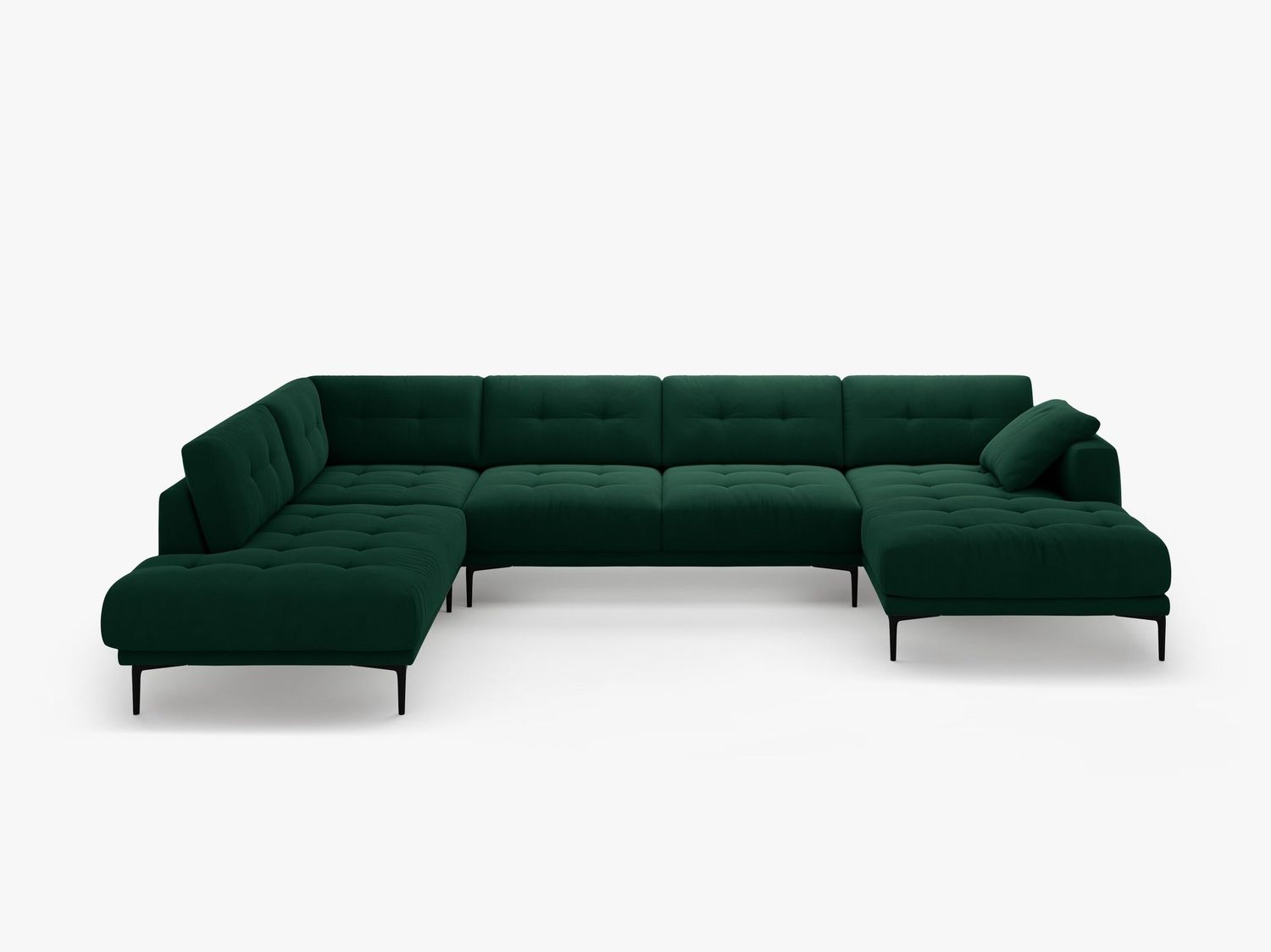 Micadoni Panorama Ecksofa Bemy 7-Sitzer Links Samt Flaschengrün Bild 1