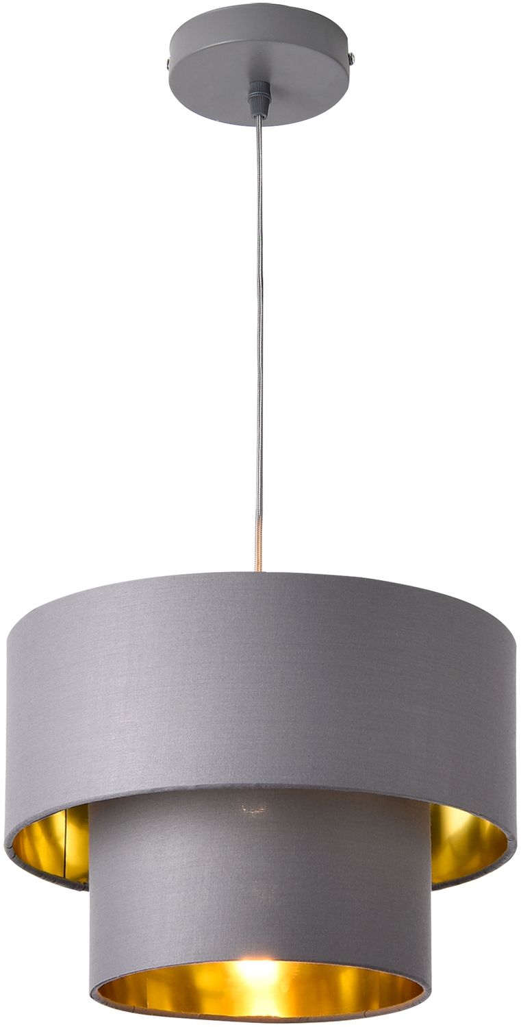 lux. pro 'Lopar' Hängeleuchte, E27, Metall / Stoff, Grau, Ø 30 cm Bild 1