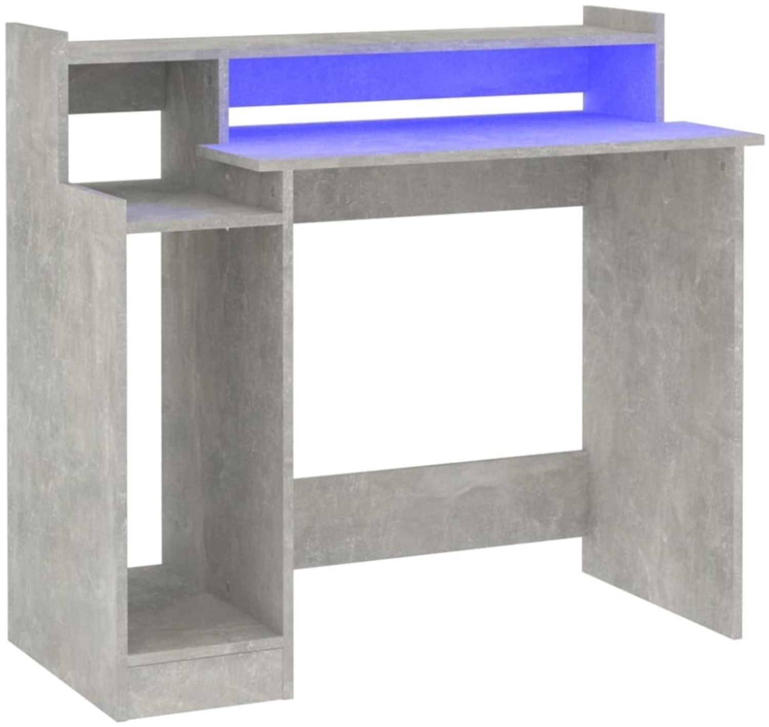 Schreibtisch mit LEDs, Holzwerkstoff, Betongrau, 97 x 45 x 90 cm Bild 1