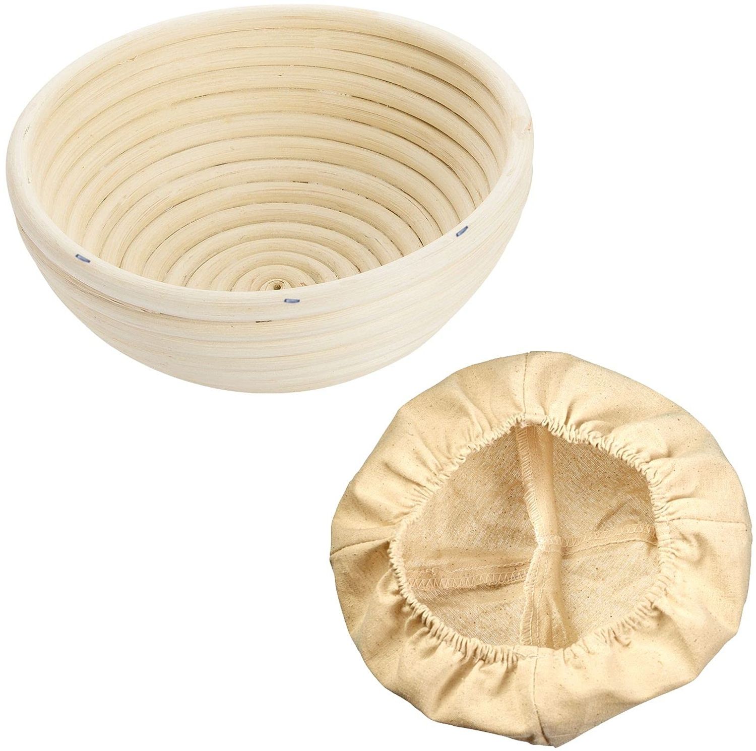 Westmark Gärköbchen-Set, 2tlg, Gärkörbchen rund + Bezug, Peddigrohr/Baumwolle, Hellbeige/Beige, 3208227B, Ø 17 cm, fur ca. 0.75-1 kg Bild 1