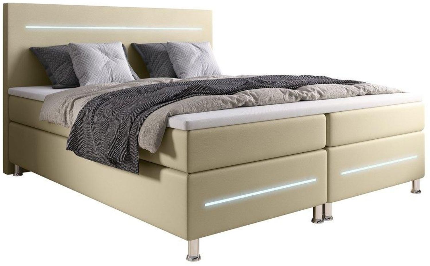 Boxspringbett Sejour mit LED 180x200 Beige H3 (70-100kg) Bild 1
