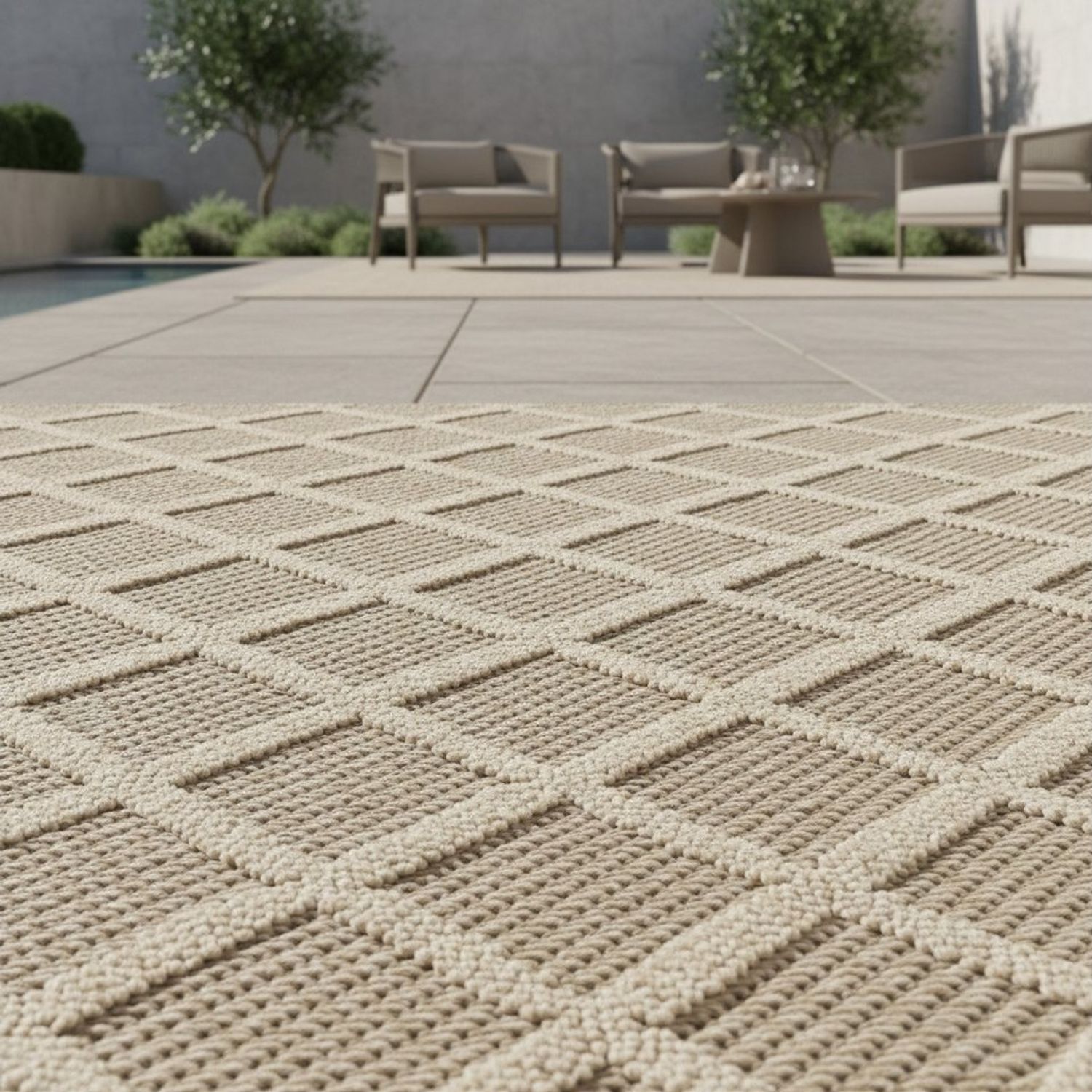 KADIMA DESIGN Outdoorteppich IMST Wetterfest UV-Beständig Balkon Waschbar Strapazierfähig, Läufer, Höhe: 8 mm, Beige, 80x150 cm, Balkonteppich Ethno Waschbar Bild 1
