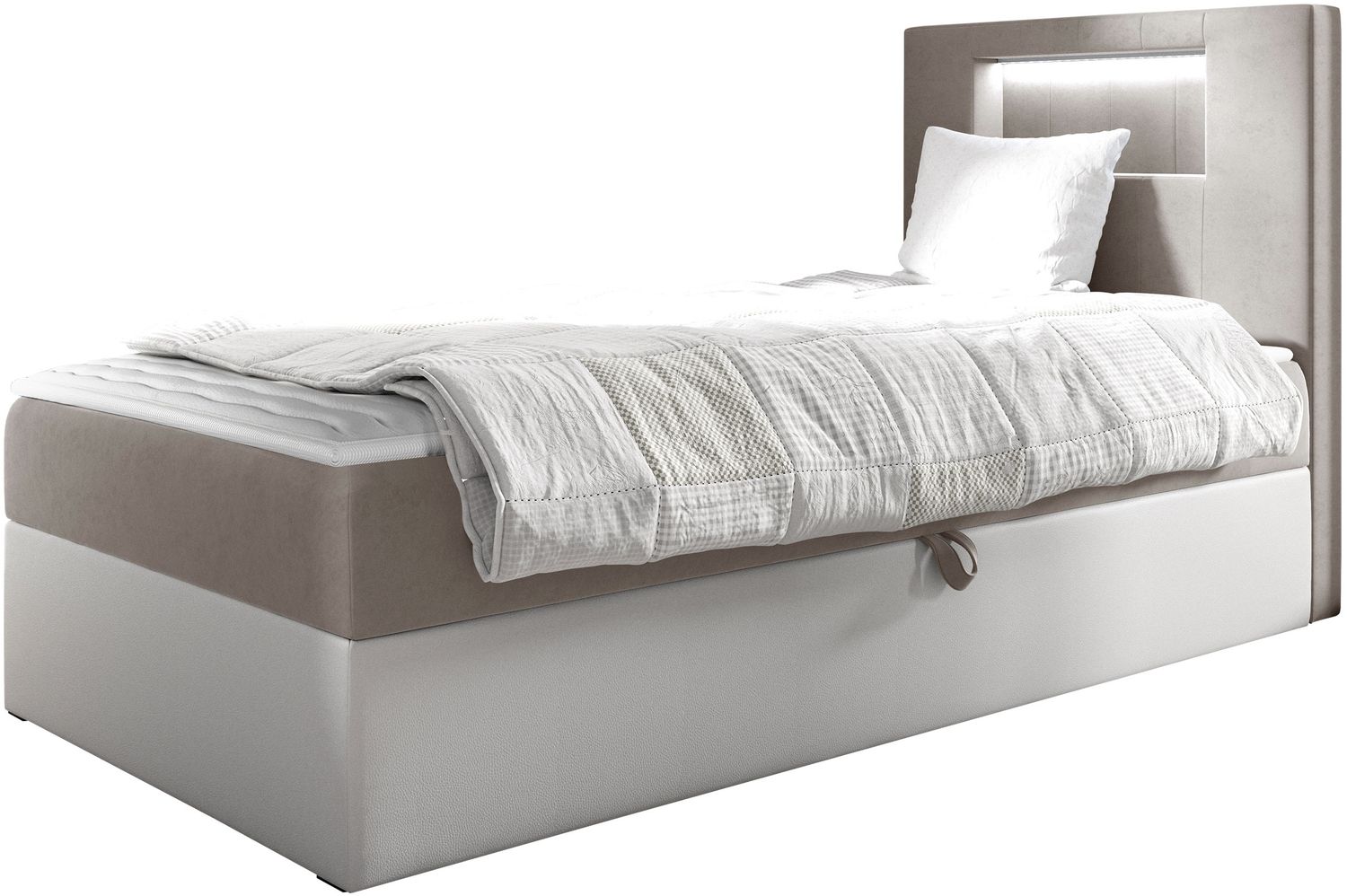 Boxspringbett 'Gladino Junior 1' beige 90x200 cm Rechts Bild 1
